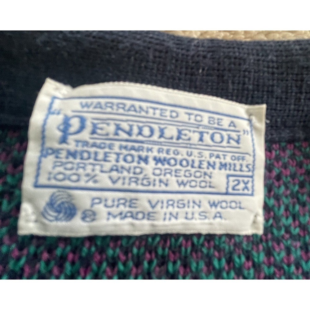 Vtg Pendleton Womens 100% Wool Tartan Plaid Cardigan Sweater Made In USA Size 2X - Picture 2 of 6